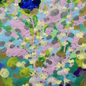 アクリル画 のおすすめ作品・人気作家 ピンク 抽象 花 黄色 インテリア カラフル ポップ 優しい 水色 癒し 穏やか 青 【 風花泳ぐ 】 インテリア絵画 アート