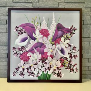 アクリル画 のおすすめ作品・人気作家 花，フラワーアート オーダーメイド作品：ウェディングブーケ1 インテリア絵画 アート