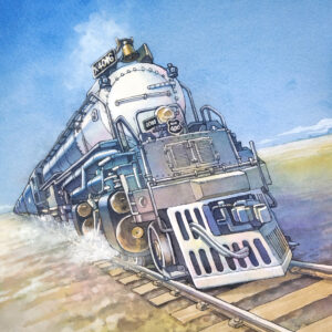 水彩画 のおすすめ作品・人気作家 水彩画 SL アメリカ 鉄道 BIG BOY インテリア絵画 アート