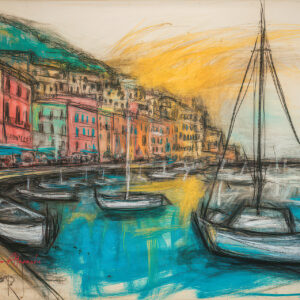 版画 のおすすめ作品・人気作家 抽象 海 旅 港町 風景 エーゲ海の 港町-20250719-q インテリア絵画 アート