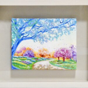 アクリル画 のおすすめ作品・人気作家 カラフル 小作品 小鳥 道 風景画 色彩の森　風の道 インテリア絵画 アート