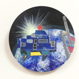 アクリル画 のおすすめ作品・人気作家 コラージュ地球太陽宇宙船 ハコブネ初号機 インテリア絵画 アート