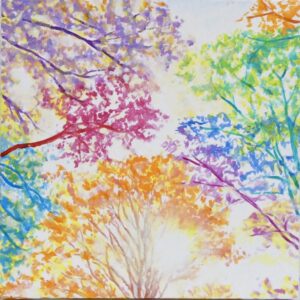 アクリル画 のおすすめ作品・人気作家 木 カラフル 小作品 明るい絵 道 風景画 上を向いて歩く インテリア絵画 アート