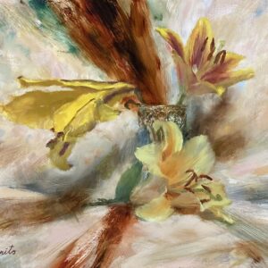 油絵 のおすすめ作品・人気作家 植物 油絵 花 ユリ 静物画 Three Lilies インテリア絵画 アート