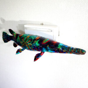 彫刻 レリーフ 立体アート のおすすめ作品・人気作家 動物 立体 魚 contemporary コンテンポラリーアート トカゲ ポップアート 彫刻 蒼いガーは空を舞う インテリア絵画 アート