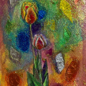 アクリル画 のおすすめ作品・人気作家 植物　花　チューリップ　アクリル　コラージュ Tulipiriya インテリア絵画 アート