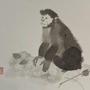 日本画 のおすすめ作品・人気作家 猿　日本画　墨 おじさん インテリア絵画 アート