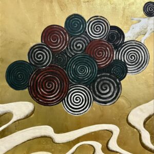 日本画 のおすすめ作品・人気作家 山水画 岩絵具 盛上胡粉 金箔 渦之山水 インテリア絵画 アート