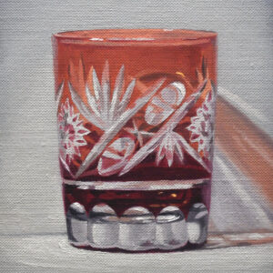 油絵 のおすすめ作品・人気作家 赤 写実 静物画 切子のグラス インテリア絵画 アート