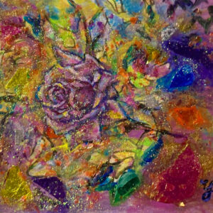 アクリル画 のおすすめ作品・人気作家 花　バラ　キラキラ　アクリル　コラージュ Roseiriya (Pale Violet) インテリア絵画 アート