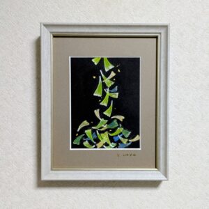 日本画 のおすすめ作品・人気作家 アートのある暮らし 植物 緑 黄色 黒 mineral イチョウ パワーストーン 日本画 鉱物 秋の訪れ インテリア絵画 アート