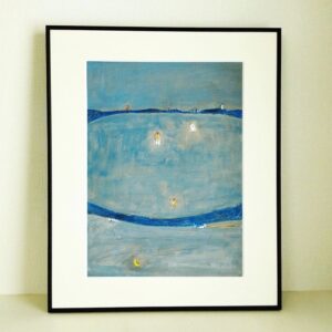 アクリル画 のおすすめ作品・人気作家 アクリル画 ブルー 原画 水彩 青 夜の原っぱ インテリア絵画 アート