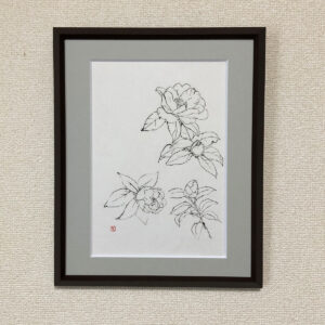 絵画 のおすすめ作品・人気作家 花 スケッチ 墨絵 スケッチ｜サザンカ インテリア絵画 アート