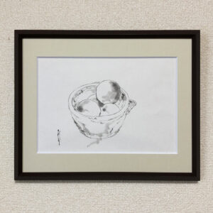 絵画 のおすすめ作品・人気作家 スケッチ 和の器 墨絵 果物 スケッチ｜小さな桃 インテリア絵画 アート
