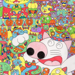 絵画 のおすすめ作品・人気作家 猫世界国カラフル色とりどりインテリア絵画動物アート ニャンニャンワールド インテリア絵画 アート