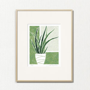 版画 のおすすめ作品・人気作家 植物 緑 fineart modernart Nature インテリアアート グリーン ファインアート モダンアート 観葉植物 静物 額付き 額装品 サンセベリア（CP-006-4・半切） インテリア絵画 アート
