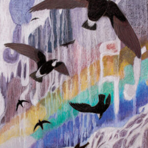 パステル画 のおすすめ作品・人気作家 アマツバメ　滝　パステル画　 西岡公園　水源池    A4 インテリア絵画 アート