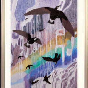 パステル画 のおすすめ作品・人気作家 アマツバメ　滝　パステル画　 西岡公園　水源池   A3 インテリア絵画 アート