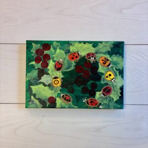 アクリル画 のおすすめ作品・人気作家 てんとう虫 クリスマス クリスマスリース making the little Christmas wreath インテリア絵画 アート