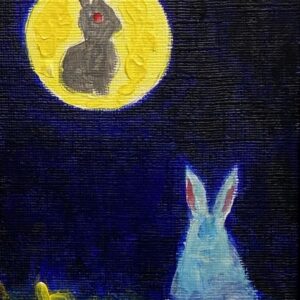 アクリル画 のおすすめ作品・人気作家 ウサギイラスト十五夜満月月のウサギ 月の光 インテリア絵画 アート