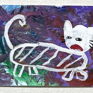 手描きイラスト のおすすめ作品・人気作家 猫魔法アクリルイラスト絵画 魔法の中のwhite cat インテリア絵画 アート