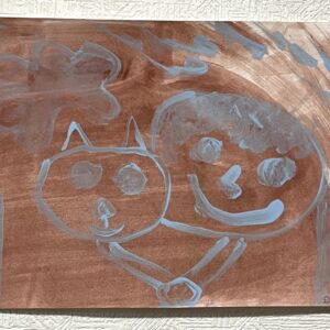 手描きイラスト のおすすめ作品・人気作家 人間猫アクリルイラスト絵画 心の人間と心の猫 インテリア絵画 アート