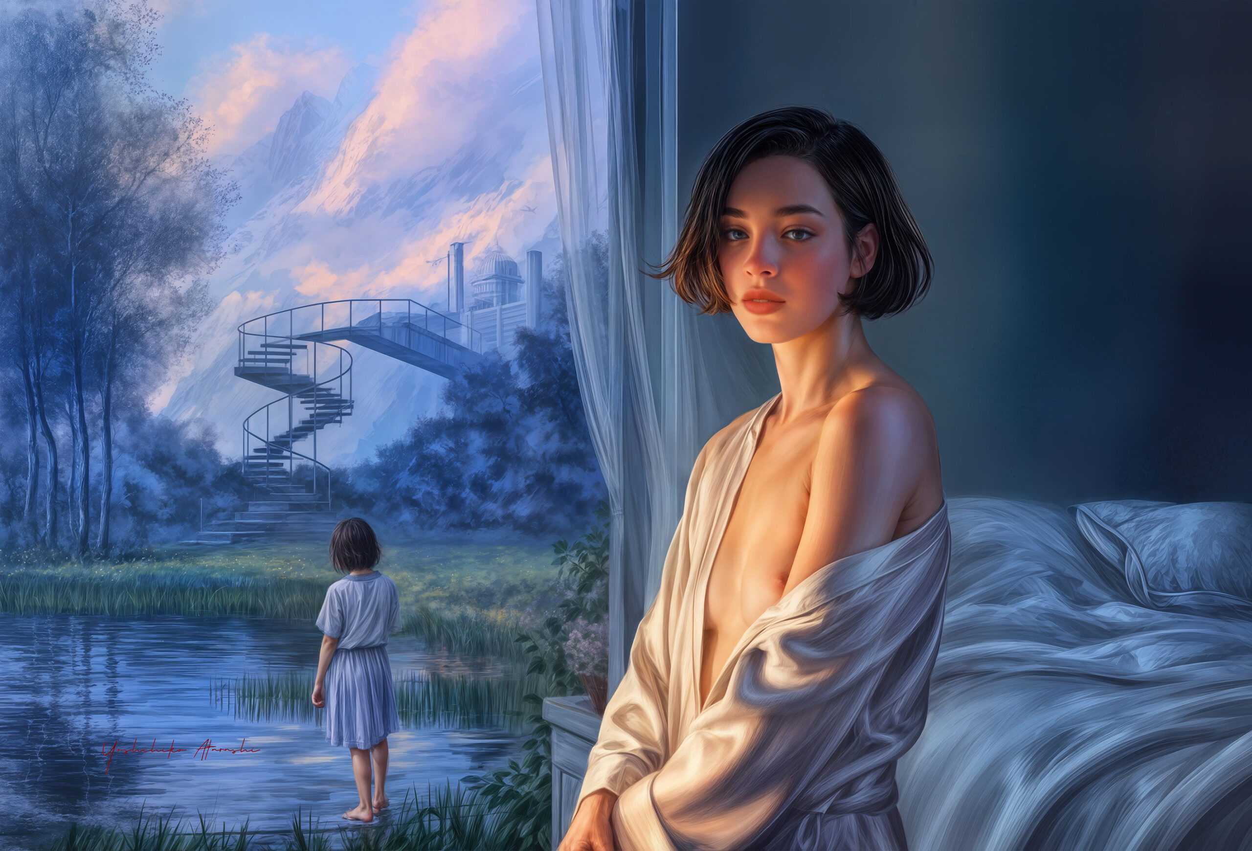 版画 のおすすめ作品・人気作家 人物 女性 夢 過去 風景 幻想回顧 -20250622-l インテリア絵画 アート