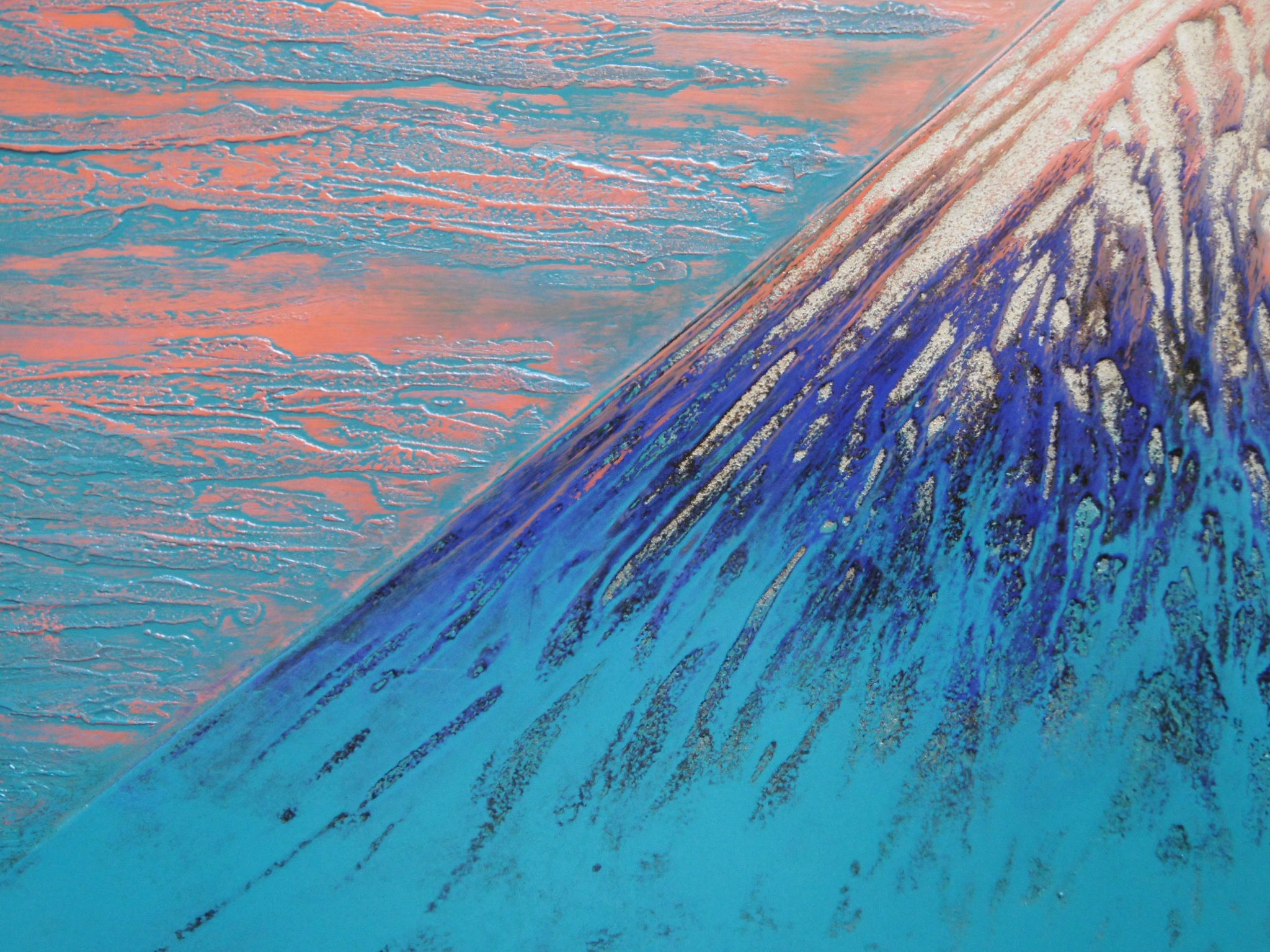 富士山　漆喰画　絵画　夕日　43×52 富士山 漆喰画 絵画 夕日 43×52