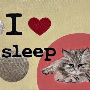 アクリル画 のおすすめ作品・人気作家 ピンク 猫 art アート ハート 絵画 I❤️sleep インテリア絵画 アート