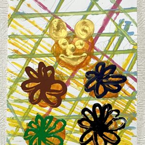 手描きイラスト のおすすめ作品・人気作家 動物くま猫花デイジーアクリルイラスト絵画 unknown 不明などうぶつ インテリア絵画 アート