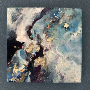 日本画 のおすすめ作品・人気作家 抽象画 ゴールド 岩絵具 日本画 箔 青 渓流の詩　#4 インテリア絵画 アート