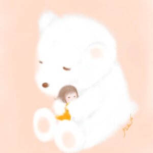 デジタルイラスト のおすすめ作品・人気作家 くま ハグ 癒し A Hug Can Heal Hearts インテリア絵画 アート