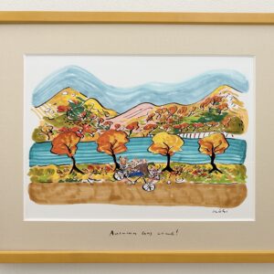 手描きイラスト のおすすめ作品・人気作家 川沿い 秋 自転車 Autumn has come! インテリア絵画 アート