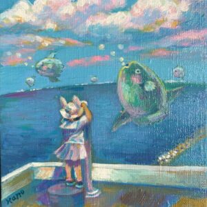 絵画 のおすすめ作品・人気作家 マンボウ，まんぼう，魚，海，夏，空，うさぎ，少女，可愛い，女の子，人外，ファンタジー，メルヘン，絵本，artwork，青，風景画，人物画，シュルレアリスム，童画，ヒーリングアート，幻想絵画，ポップ， Sunfish【SM】 インテリア絵画 アート