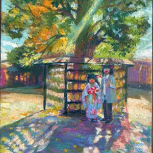 絵画 のおすすめ作品・人気作家 猫，神社，日本，着物，姉妹，子供，人物画，風景画，木，木漏れ日，影，景色，ファンタジー，メルヘン，ノスタルジー，レトロ，和，可愛い，七五三，伝統，光，神，人外 sisters【SM】 インテリア絵画 アート