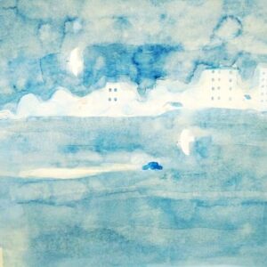 水彩画 のおすすめ作品・人気作家 青，ブルー，水彩，ペン 青い街の夜 インテリア絵画 アート