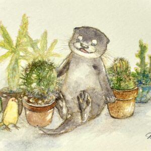 水彩画 のおすすめ作品・人気作家 サボテン そっとつついてみよう インテリア絵画 アート