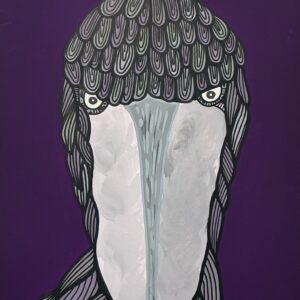 絵画 のおすすめ作品・人気作家 イラスト 動物 鳥 ハシビロコウ 紫 真顔 インテリア絵画 アート