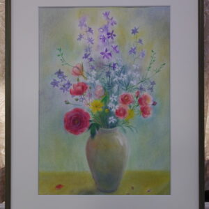 パステル画 のおすすめ作品・人気作家 バラデルフィニウム花瓶 花を集めて インテリア絵画 アート