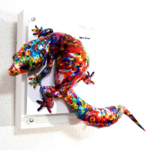 彫刻 レリーフ 立体アート のおすすめ作品・人気作家 動物 立体 contemporary コンテンポラリーアート トカゲ ポップアート 彫刻 花芽くトカゲは大きくねじれる インテリア絵画 アート
