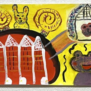 アクリル画 のおすすめ作品・人気作家 カエルうさぎ家妄想感動アクリルイラスト絵画 カエルの妄想と感動 インテリア絵画 アート