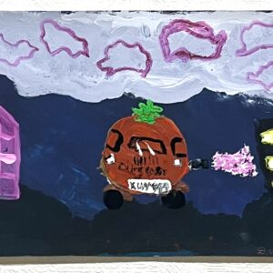 手描きイラスト のおすすめ作品・人気作家 オレンジカーみかんオレンジクラシックカー夢物語旅路夜雲アクリルイラスト絵画手描き オレンジカーの夢物語の旅路 インテリア絵画 アート