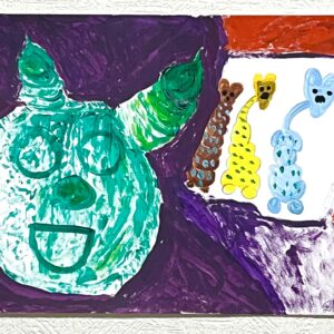 手描きイラスト のおすすめ作品・人気作家 魔界邪悪魔王天界動物アクリルイラスト絵画手描き 魔界の邪悪な魔王さまと天界の動物たち インテリア絵画 アート