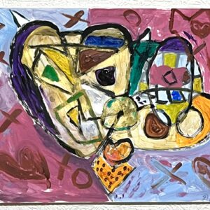 手描きイラスト のおすすめ作品・人気作家 幾何学謎生物ハートドットアクリルイラスト絵画手描き 幾何学な模様をあしらう謎の宇宙生物 インテリア絵画 アート