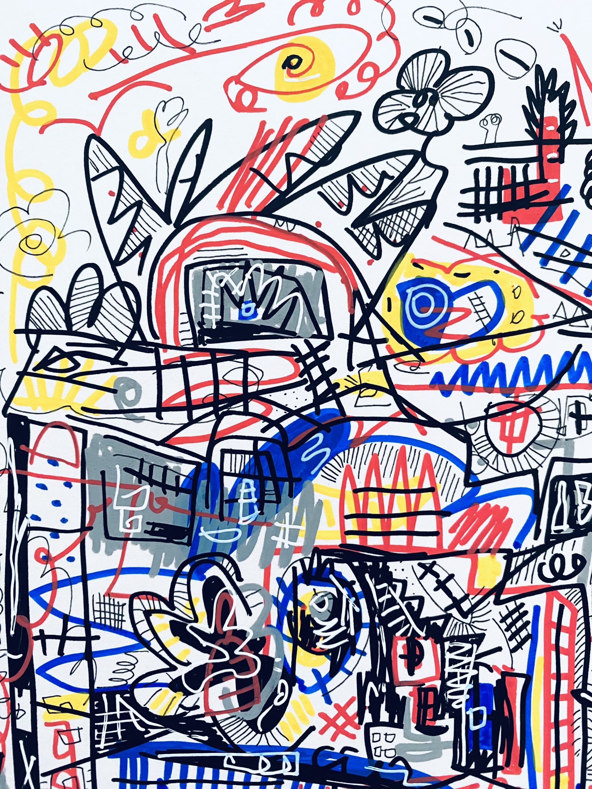 ペコページ　原画　絵画　似顔絵　イラスト　ドローイング　インテリア　絵画 原画#4037 猫 部屋 カンヌ 水彩画 ドローイング アート