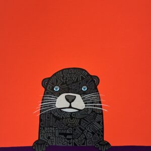 絵画 のおすすめ作品・人気作家 イラスト 動物 オレンジ カワウソ クロ 見学者 2 インテリア絵画 アート