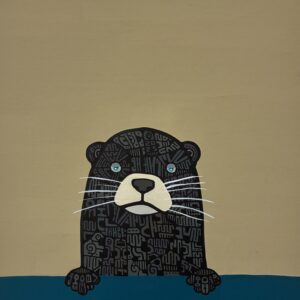 絵画 のおすすめ作品・人気作家 イラスト 動物 黒 カワウソ 茶色 見学者 3 インテリア絵画 アート