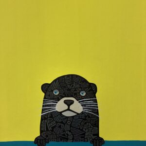 絵画 のおすすめ作品・人気作家 イラスト 動物 黄色 黒 カワウソ 青 見学者 4 インテリア絵画 アート