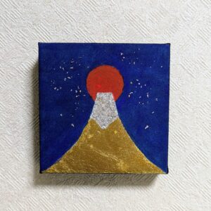 日本画 のおすすめ作品・人気作家 アートのある暮らし mineral ギフト パワーストーン 富士山 日の出 日本画 箔 縁起物 赤青 鉱物 地球からの贈り物「初日の出G」 インテリア絵画 アート