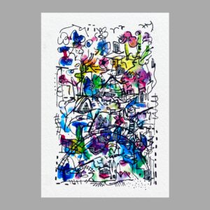 ペン画 ドローイングのおすすめ作品・人気作家 抽象画 カラフル ドローイング 地図 風景画 neighborhood map PS-2 インテリア絵画 アート